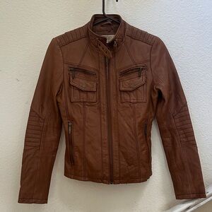 Michael Kors Tan Leather Jacket, Soft and Vintage